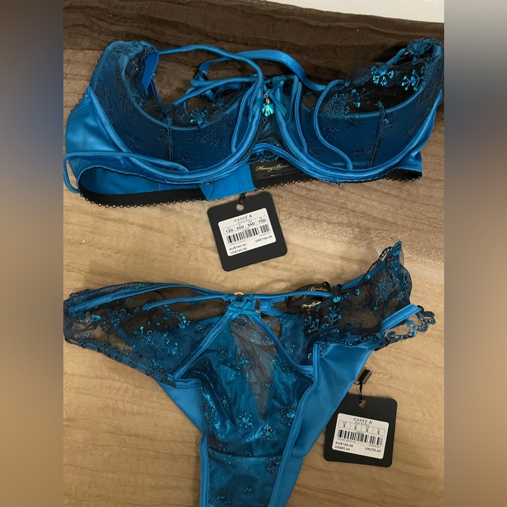 Honey Birdette Sassy K bra (34D) and panty (S) set. BNWT